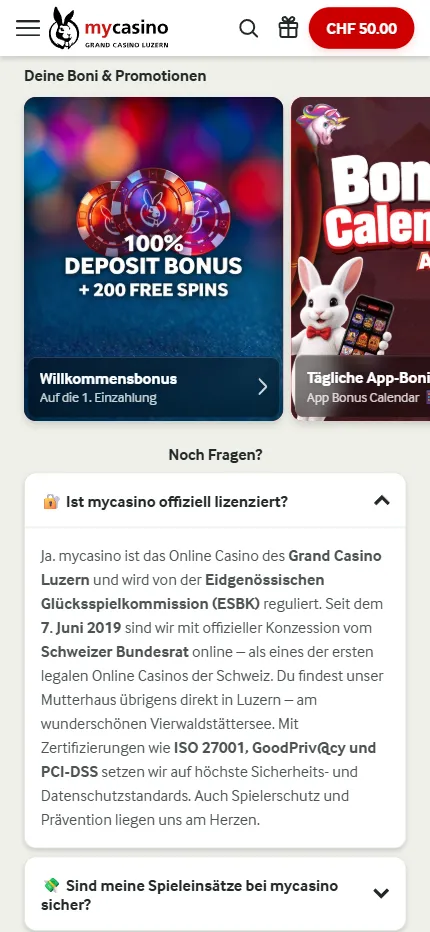 MyCasino Welcome Bonus Desktop